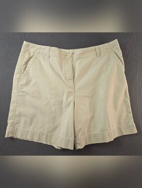Vintage 90's Talbots Khaki Chino Stretch Shorts Women's Petite size 14